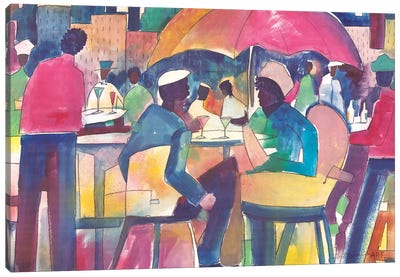 Downtown Dining Canvas Art Print - Black Art