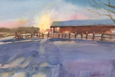 Long Barn At Sunset by Stephen Calcasola canvas print