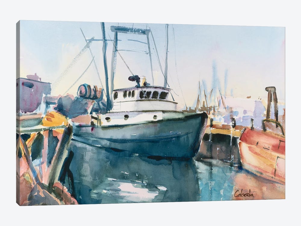 Point Judith Rhode Island Harbor by Stephen Calcasola 1-piece Canvas Art