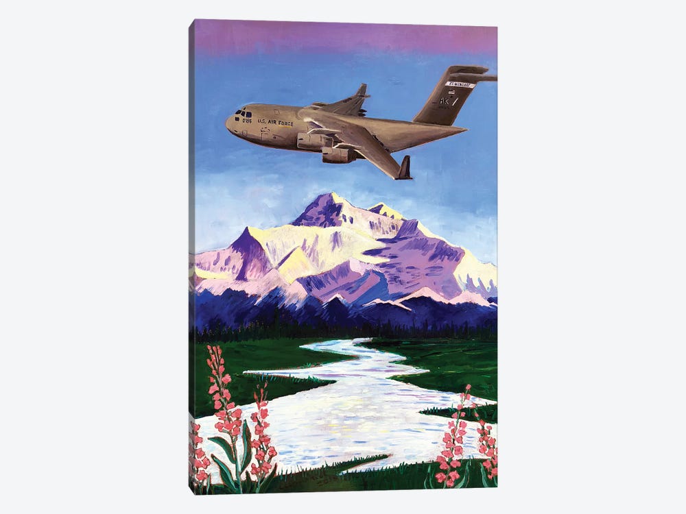 C-17 Plane Over Denali by Scott Clendaniel 1-piece Canvas Wall Art