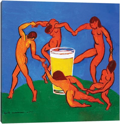 Dance Around The Pint Canvas Art Print - Scott Clendaniel