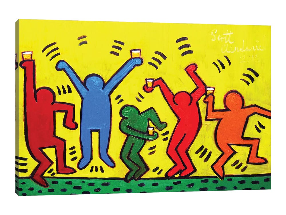 Keith Haring Party Canvas Art Print by Scott Clendaniel