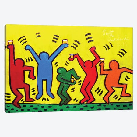 Keith Haring Party Canvas Print #SCD28} by Scott Clendaniel Canvas Print