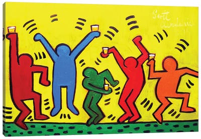 Keith Haring Party Canvas Art Print - Bar Art