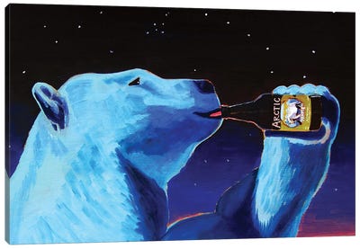 Arctic White Polar Bear Canvas Art Print - Beer Art