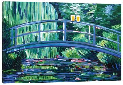 Monet's Beer Garden Canvas Art Print - Beer Art