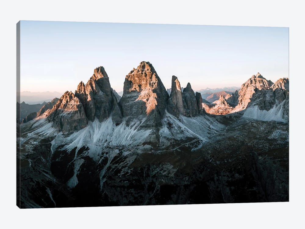 Dolomites Mountains Tre Cime Peaks Sunset In Italy Panorama by Michael Schauer 1-piece Canvas Art