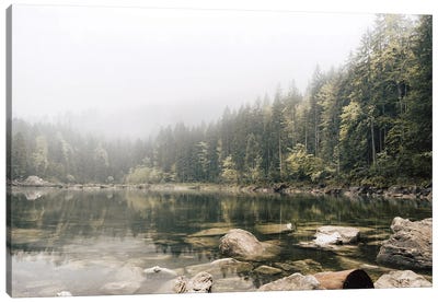 Calm Forest Lake During A Foggy Morning Canvas Art Print