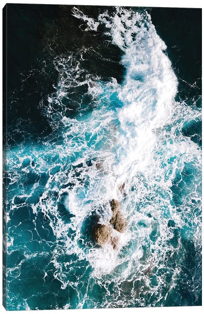 Waves Clashing Against A Rock In The Ocean Canvas Art Print - Michael Schauer