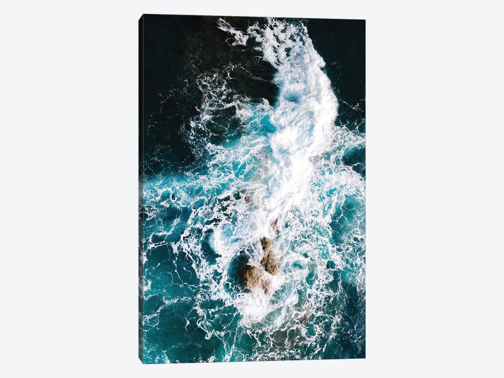 Waves Clashing Against A Rock In The Ocean by Michael Schauer 1-piece Canvas Print