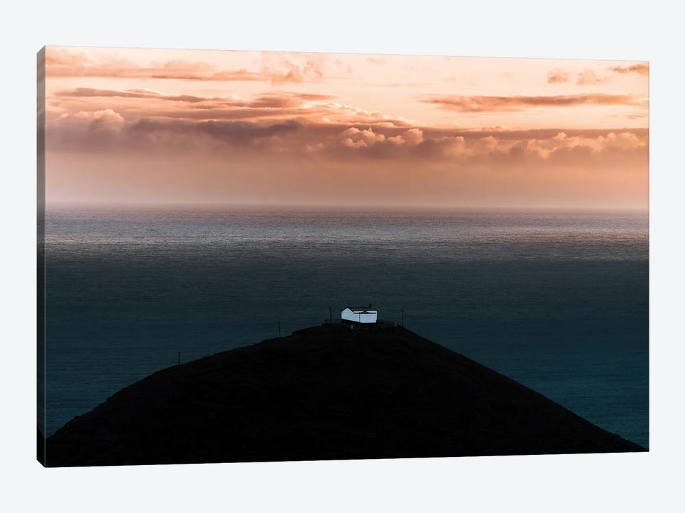Lone House On A Hill Looking Over The Ocean Onto An Epic Sunset by Michael Schauer 1-piece Canvas Wall Art