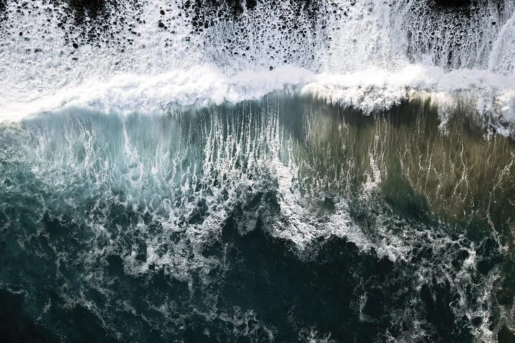 Oceanscape With Waves Coming Onto A Black Beach