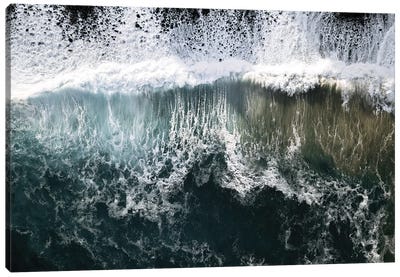 Oceanscape With Waves Coming Onto A Black Beach Canvas Art Print - Michael Schauer