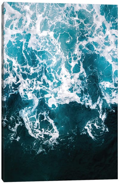 Blue Ocean Wave Network Canvas Art Print - Aerial Photography