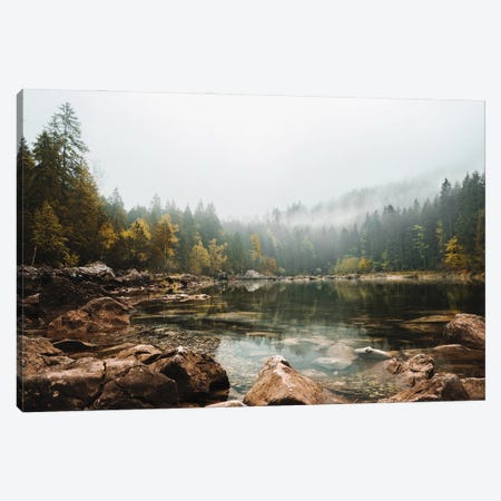 Calm Forest Lake During A Foggy Autumn Morning Canvas Print #SCE11} by Michael Schauer Canvas Art Print