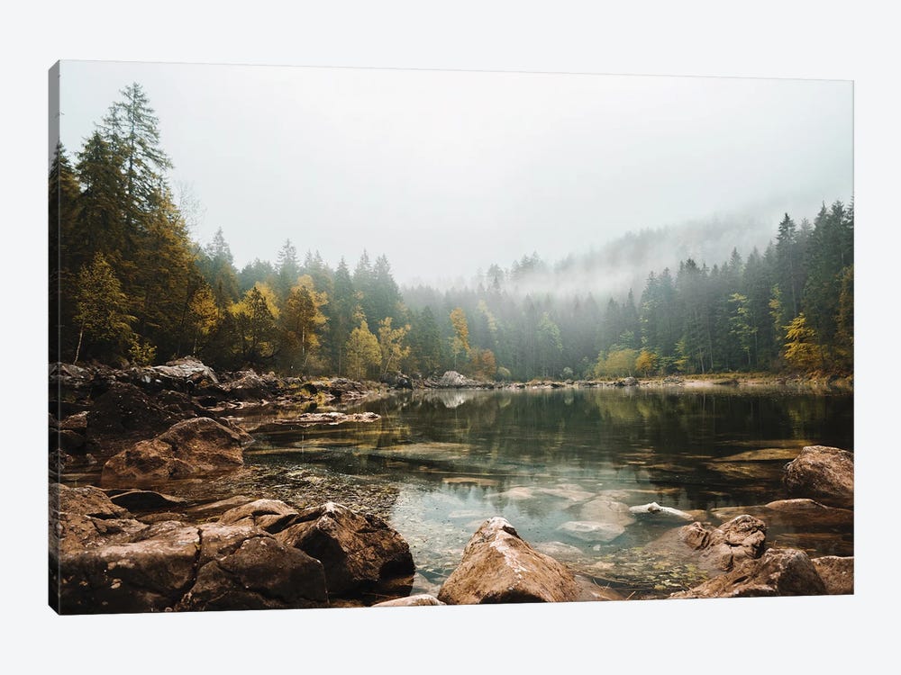 Calm Forest Lake During A Foggy Autumn Morning by Michael Schauer 1-piece Canvas Art