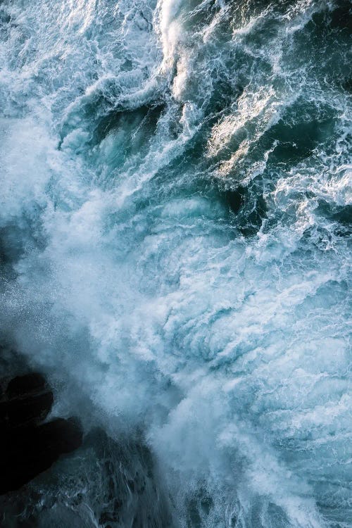 Crashing Waves In Ireland During Sunset From Above