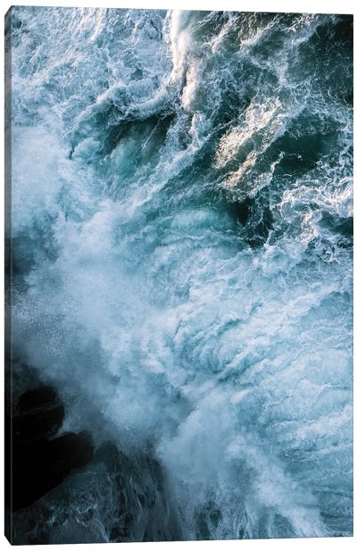Crashing Waves In Ireland During Sunset From Above Canvas Art Print - Aerial Photography
