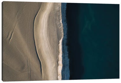 Footsteps In The Sand - Minimalist Beachside Canvas Art Print - Aerial Beaches 