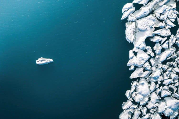 Lone, Minimalist Floating Icebergs From Above