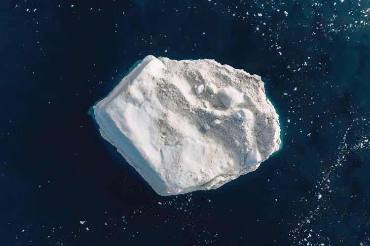 Lone Iceberg In Greenland From Above