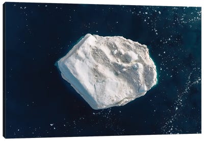 Lone Iceberg In Greenland From Above Canvas Art Print - Glacier & Iceberg Art