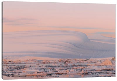 Smooth And Minimalist Iceberg In Greenland During Sunset Canvas Art Print - Glacier & Iceberg Art