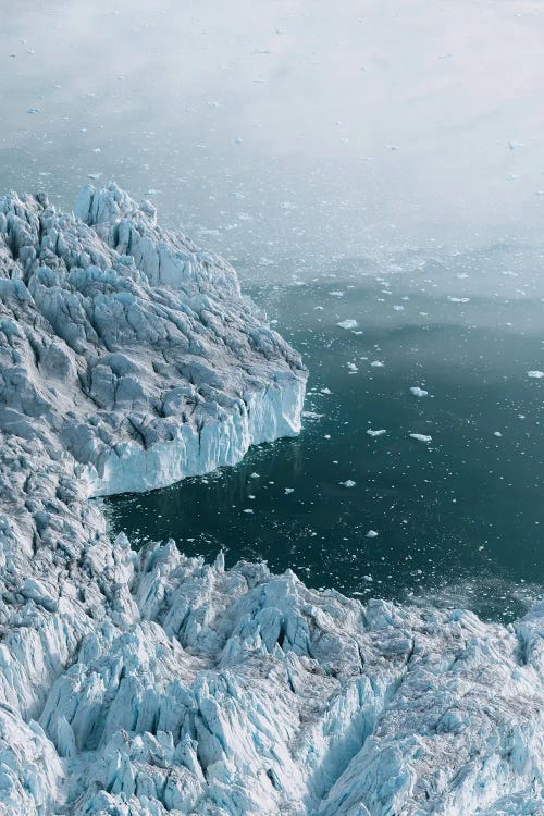 Moody And Hazy Greenland Glacier From Above