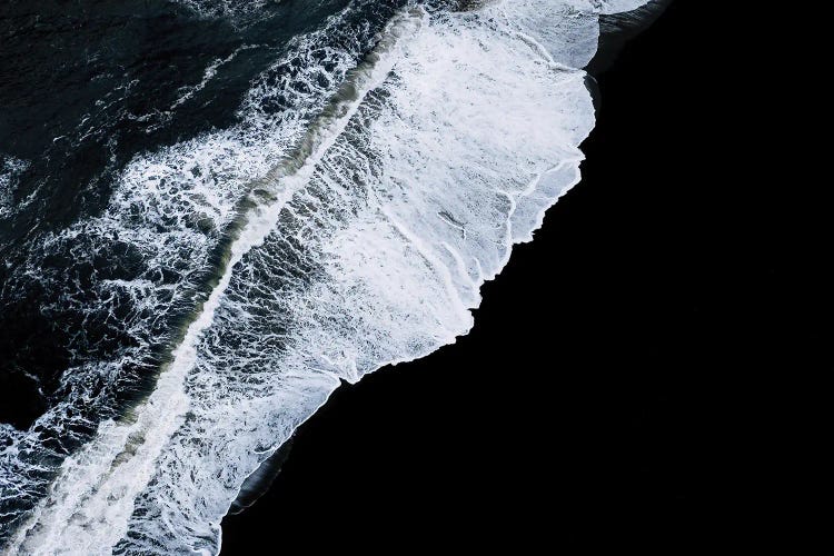 Crashing Wave In Iceland On A Black Sand Beach