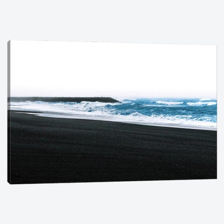 Waves Coming Onto The Black Sand Beach In Vík Iceland Canvas Print #SCE160} by Michael Schauer Canvas Print