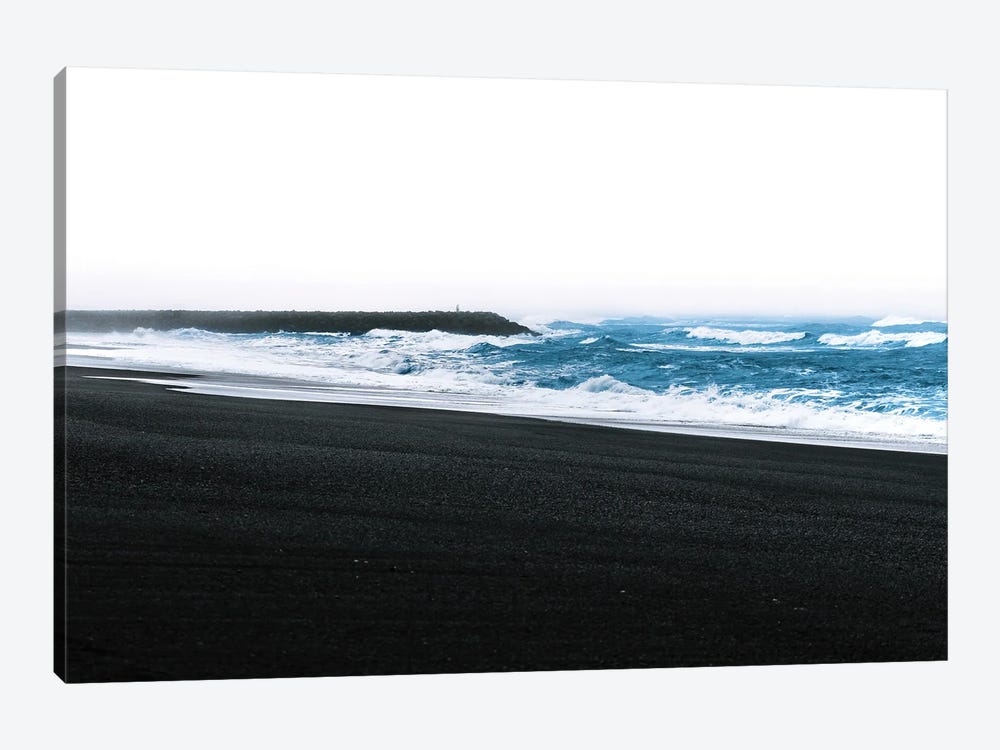 Waves Coming Onto The Black Sand Beach In Vík Iceland by Michael Schauer 1-piece Canvas Print