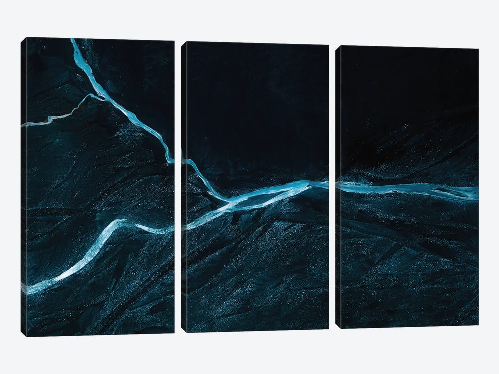 Minimalist And Abstract River Veins In Iceland by Michael Schauer 3-piece Canvas Print