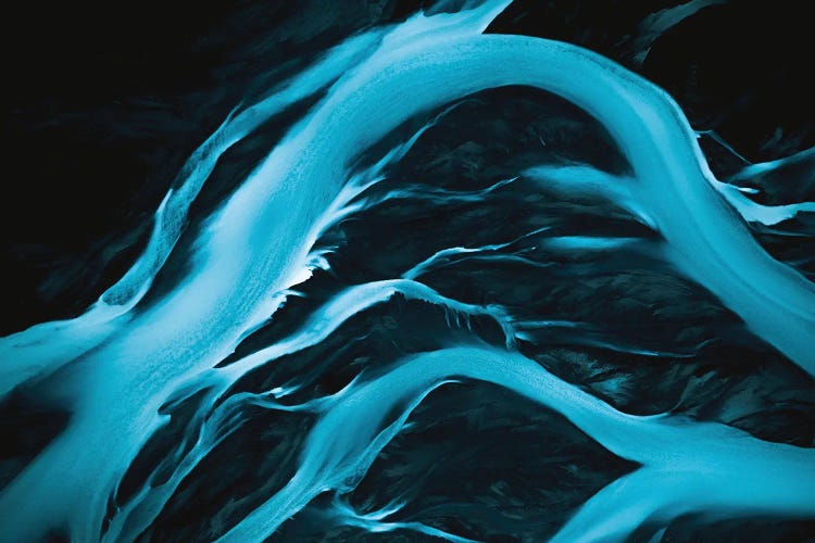 Minimalist And Abstract Blue River Veins In Iceland