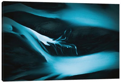 Minimalist And Abstract Blue River Veins In Iceland Canvas Art Print - Michael Schauer
