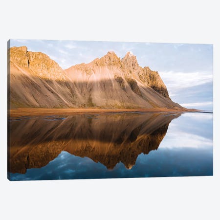 Perfect Reflection Of Vestrahorn Mountain In Iceland During Sunset Canvas Print #SCE167} by Michael Schauer Canvas Artwork