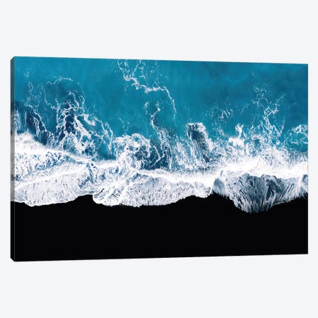 Abstract And Minimalist Black Sand Beach With Waves In Iceland Canvas Print #SCE171} by Michael Schauer Canvas Wall Art