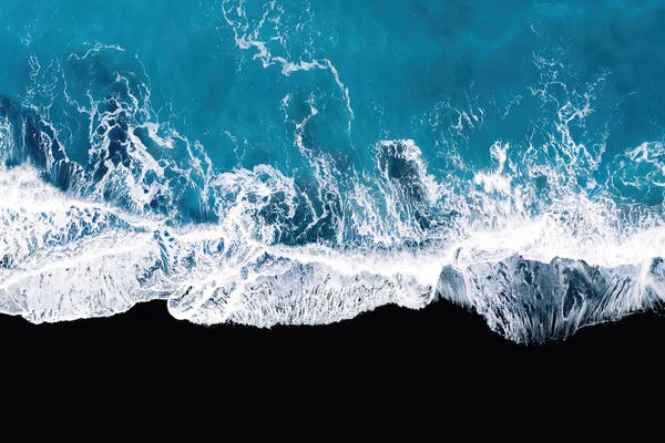 Iceland: Abstract And Minimalist Black Sand Beach With Waves In Iceland by Michael Schauer