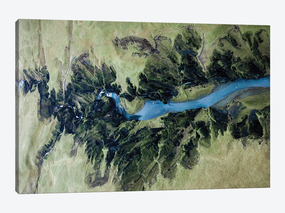 Fjaðrárgljúfur Canyon In Iceland From Above by Michael Schauer 1-piece Canvas Art Print