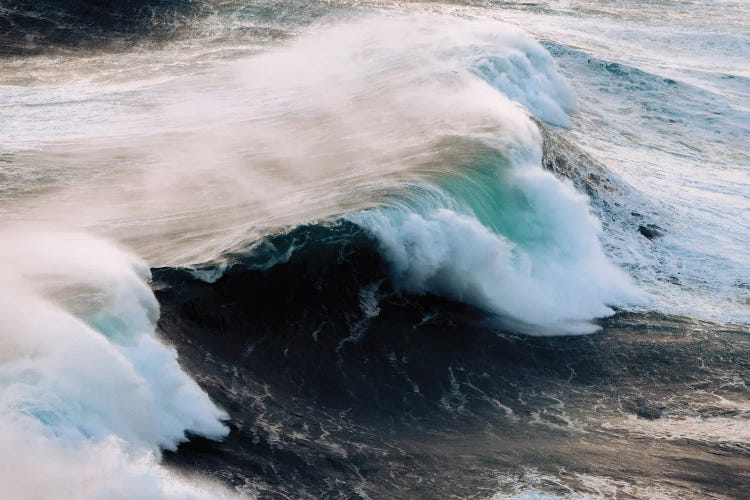 Powerful Wave Breaking In Nazare During Sunset