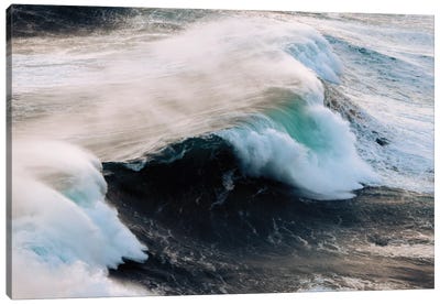 Powerful Wave Breaking In Nazare During Sunset Canvas Art Print - Michael Schauer