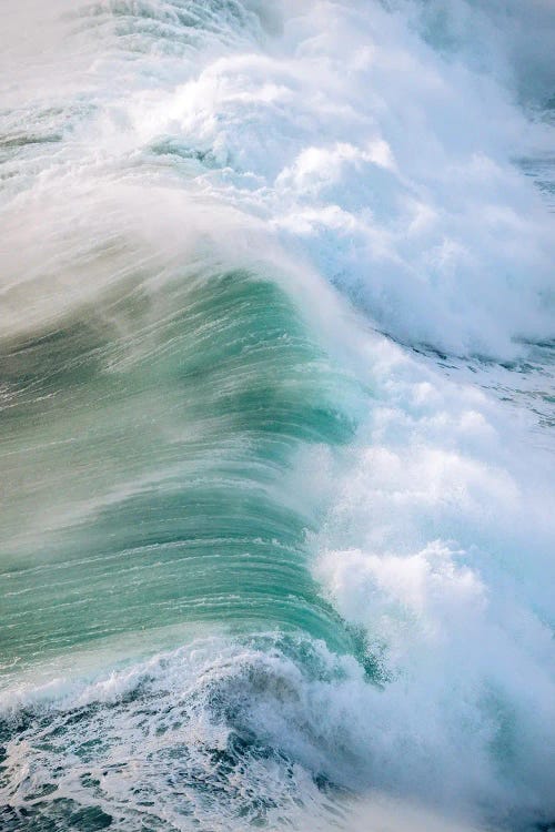 Powerful Wave Breaking In Nazare During Sunset