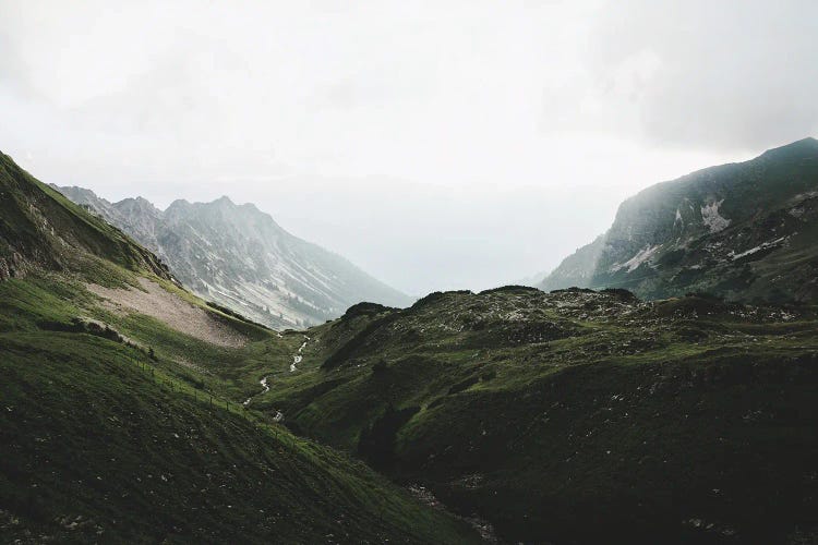 Mountain Range In The German Alps With God Rays