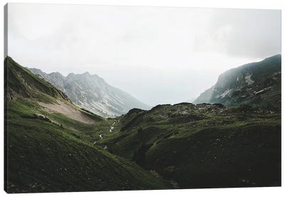 Mountain Range In The German Alps With God Rays Canvas Art Print - Michael Schauer