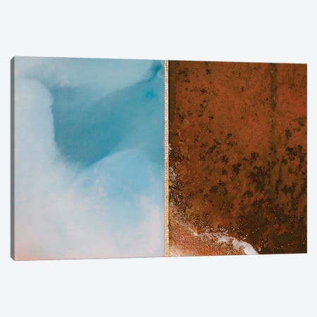 Abstract Minimal And Texture Rich Blue And Orange Salt Farm From Above Canvas Print #SCE182} by Michael Schauer Canvas Print