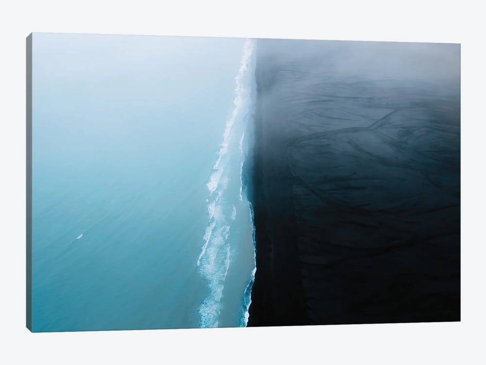 Minimal Black Sand Beach On The Icelandic Ocean Coast by Michael Schauer 1-piece Canvas Wall Art
