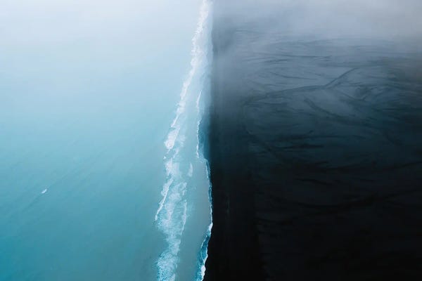 Michael Schauer: Minimal Black Sand Beach On The Icelandic Ocean Coast by Michael Schauer