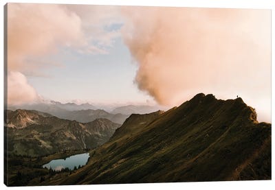 Mountain Range In The German Alps With Lake During Sunset Canvas Art Print - Michael Schauer
