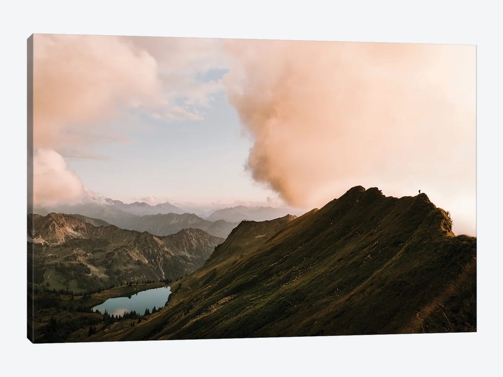Mountain Range In The German Alps With Lake During Sunset by Michael Schauer 1-piece Canvas Art Print
