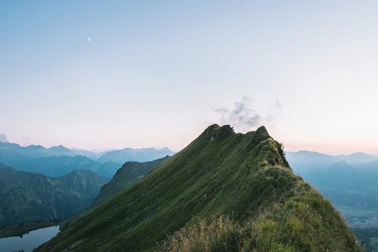 Mountain Ridge In The German Alps During Sunset