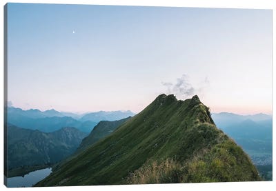 Mountain Ridge In The German Alps During Sunset Canvas Art Print - Michael Schauer
